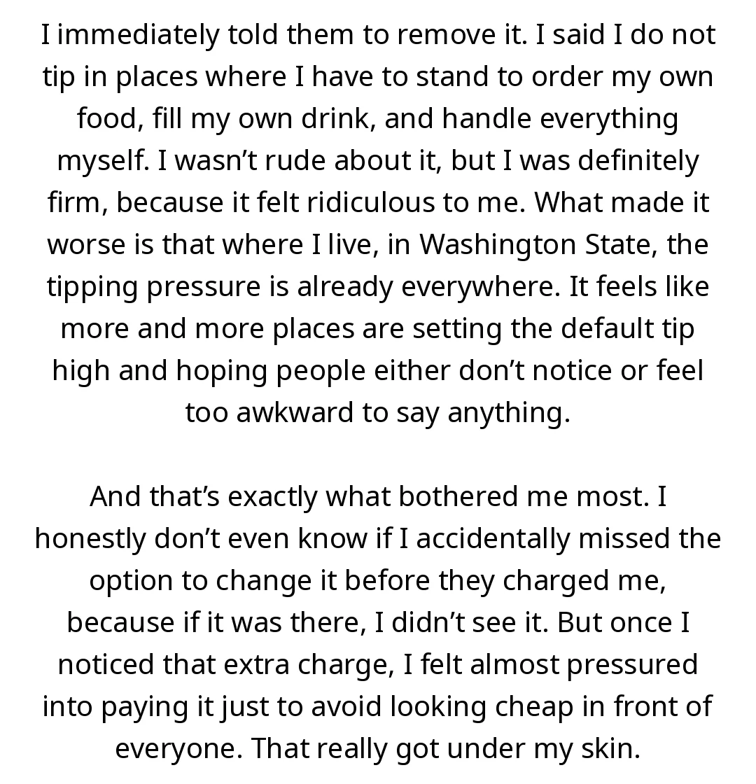 AITA for having the tip removed at Subway after they added an automatic 20% charge for counter service? slide 2