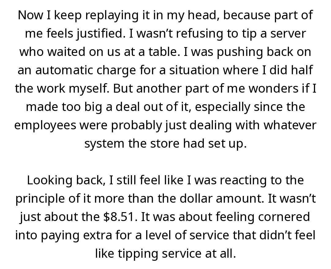 AITA for having the tip removed at Subway after they added an automatic 20% charge for counter service? slide 3