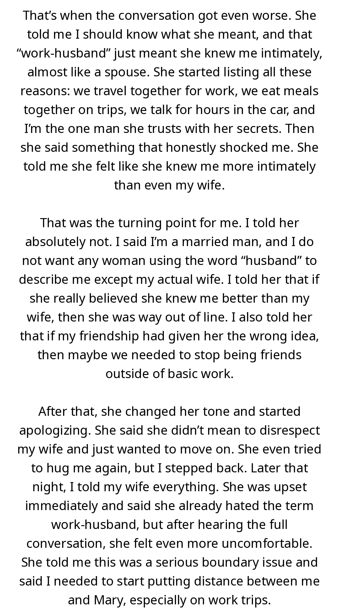 AITA for calling my coworker my work-sister after she called me her work-husband in front of the whole office? slide 2