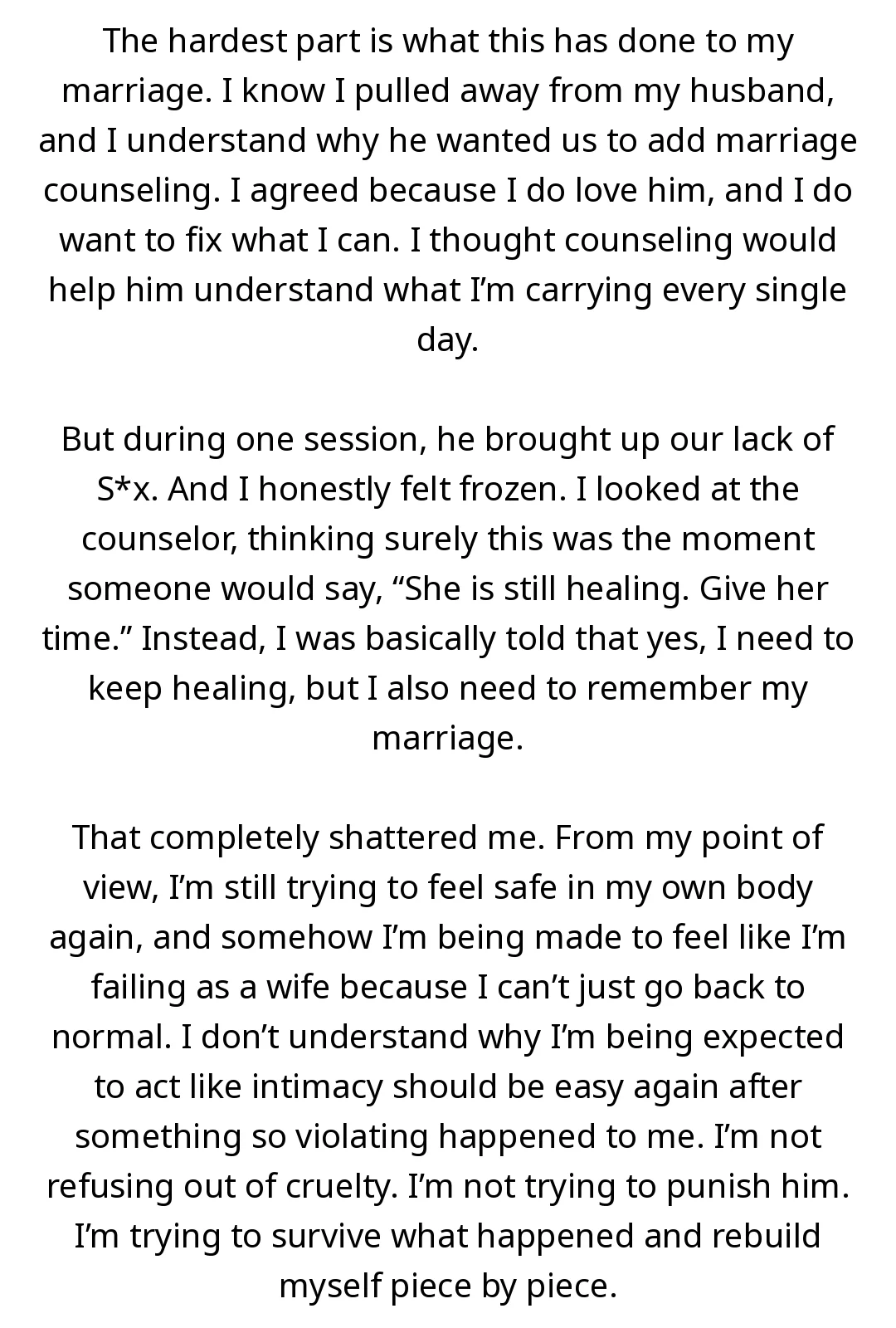 AITA for not having S*x with my husband after what happened to me left me struggling to heal? slide 2