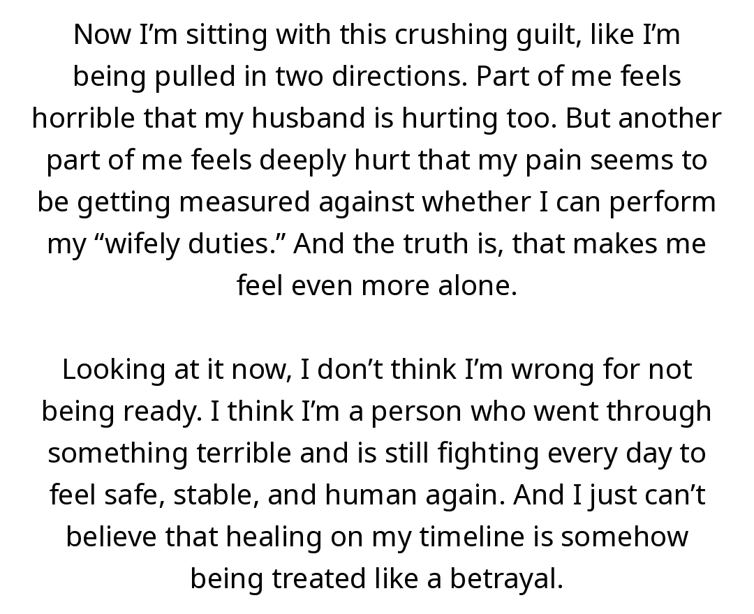 AITA for not having S*x with my husband after what happened to me left me struggling to heal? slide 3