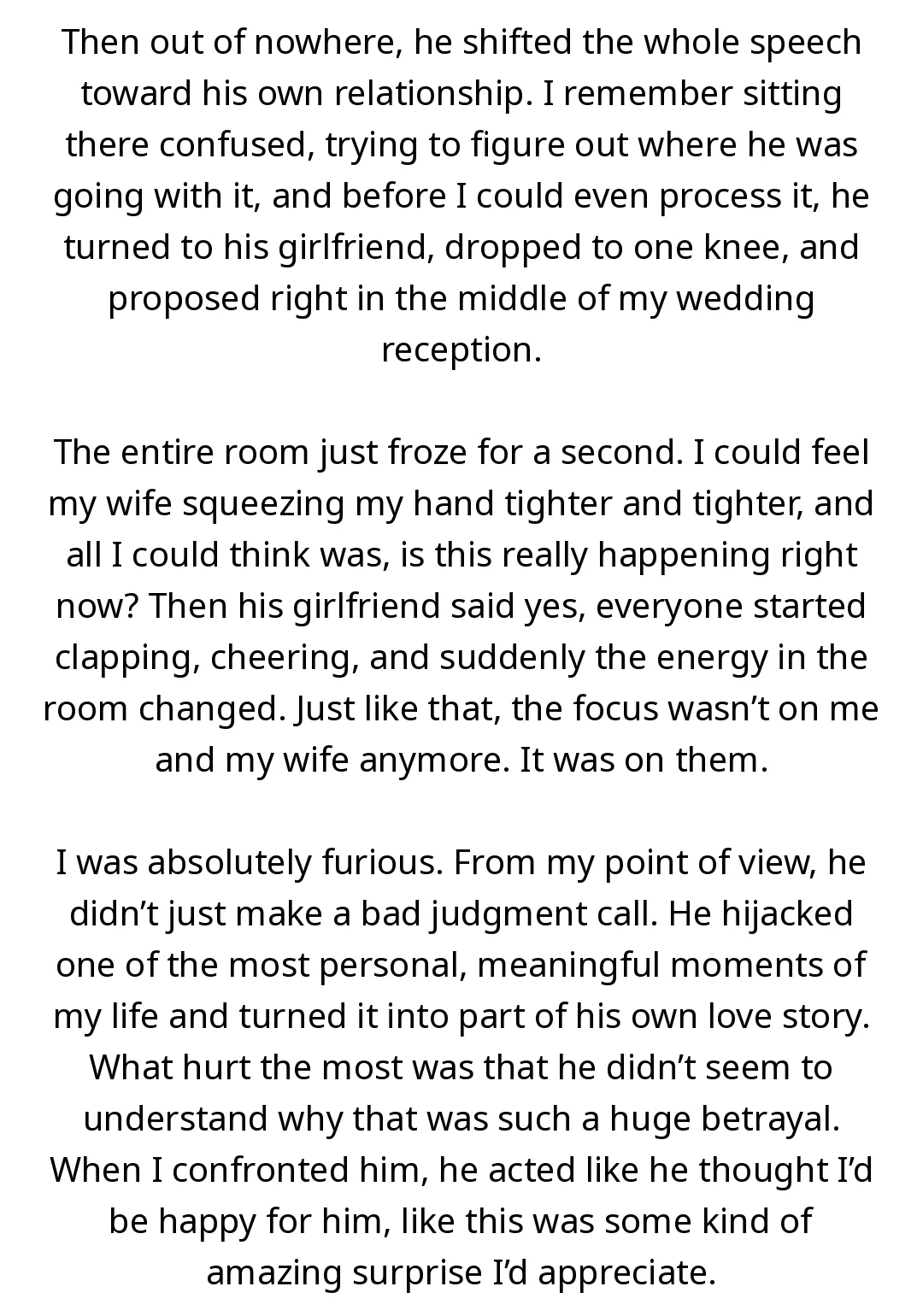 AITA for kicking out my best man after he proposed during my wedding reception and made the night about him? slide 2