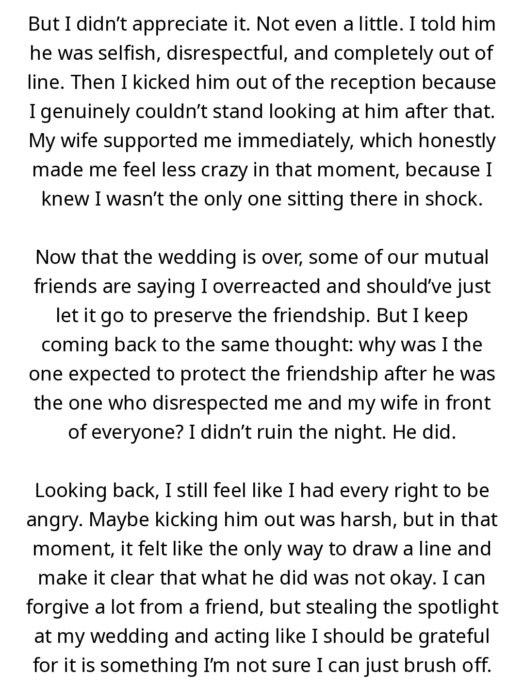 AITA for kicking out my best man after he proposed during my wedding reception and made the night about him? slide 3