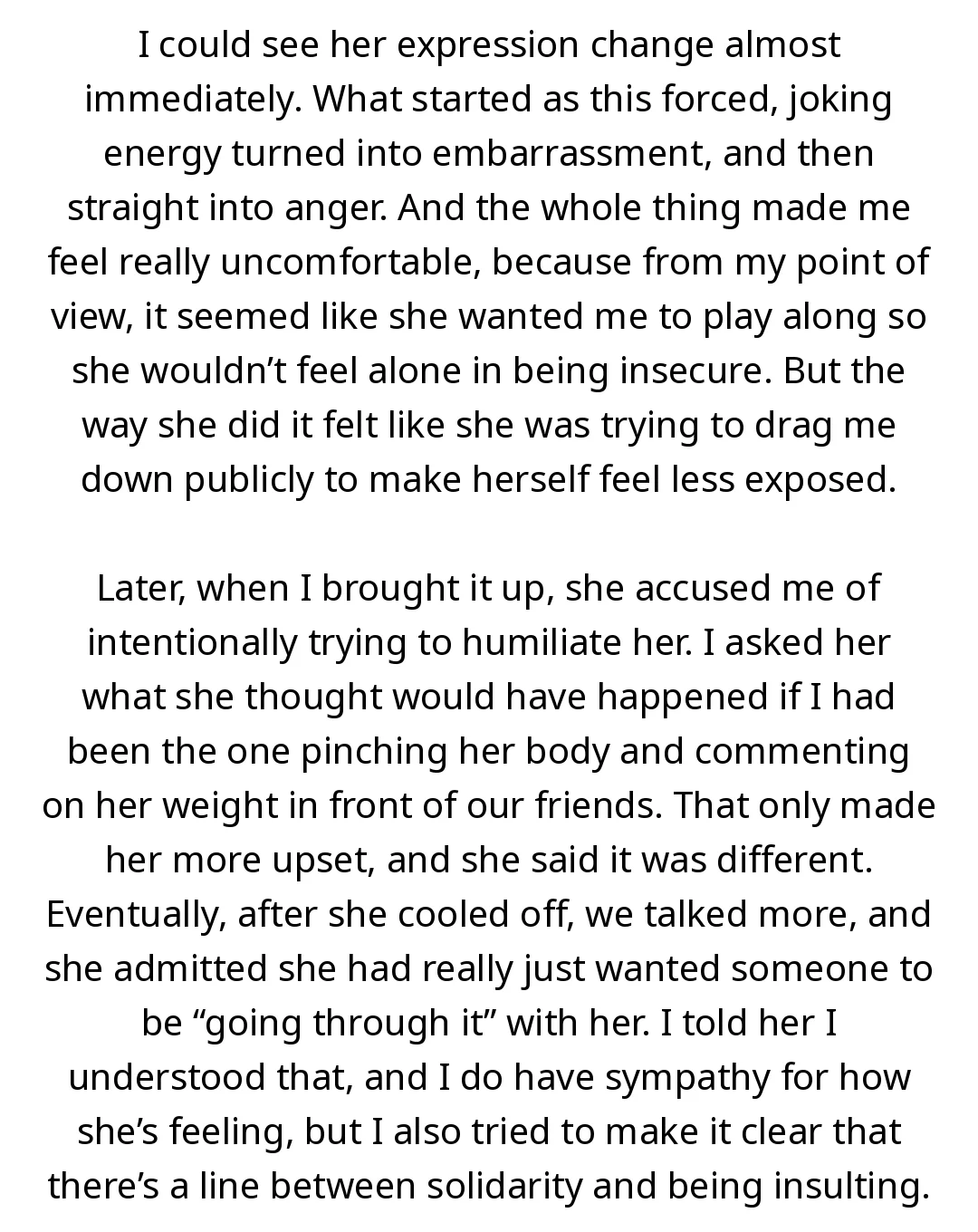 AITA for not letting my wife “F*t check” me after she tried to make me look out of shape in front of our friends? slide 2