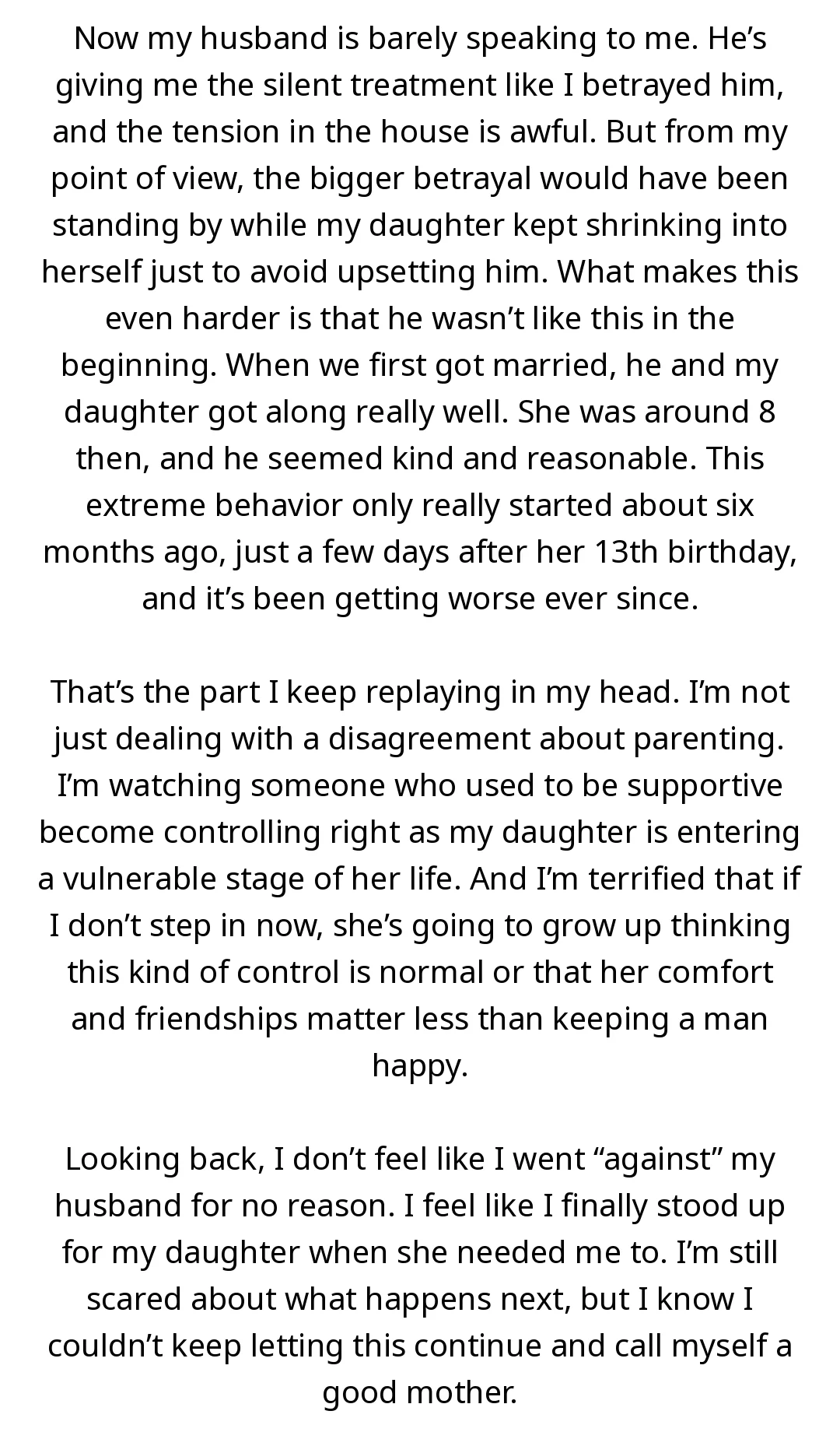AITA for going against my husband after he kept controlling what my daughter wears and who she’s allowed to see? slide 2
